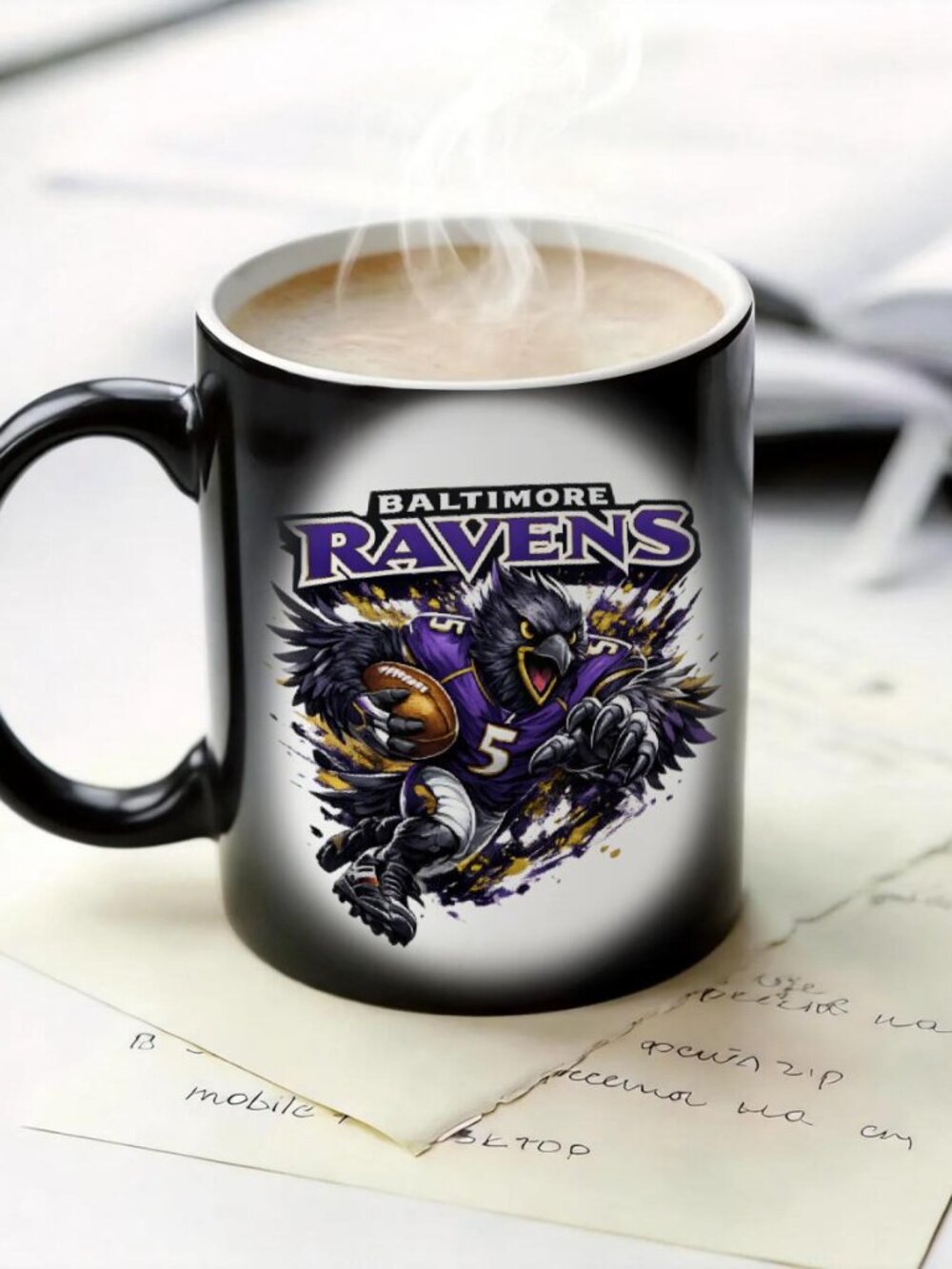 Baltimore Ravens Matte Heat Changing Mug NFL Fan Cup 11oz